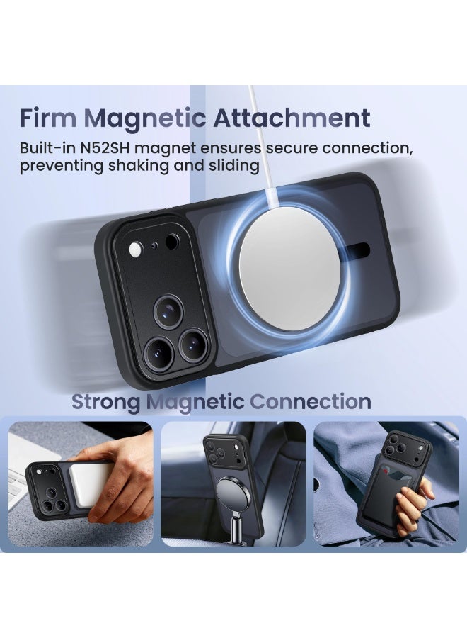GolbinBox for iPhone 17 Pro Max Case with Stand,Compatible with MagSafe,[Camera Control][Military Drop Protection] Shockproof Slim Translucent Matte Phone Cover for iPhone 17 Pro Max 6.9",Black - Image 4